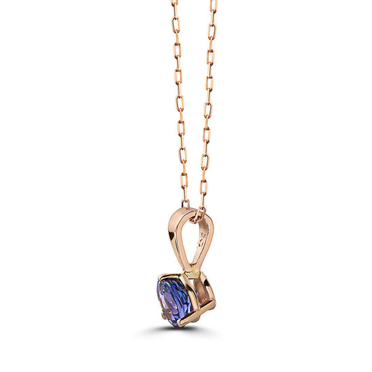 3/8 cts Blue Tanzanite Necklace in 14K Rose Gold by Birthstone