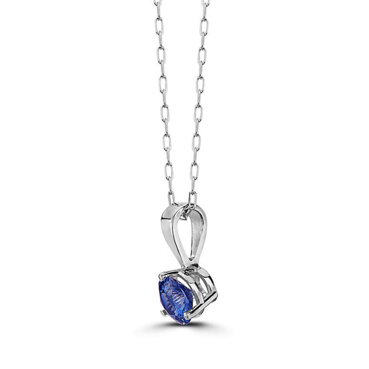 1/2 cts Blue Sapphire Necklace in 14K White Gold by Birthstone