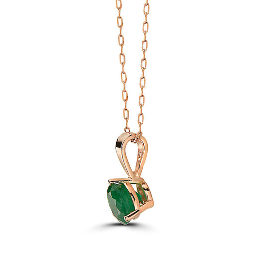 3/4 cts Green Emerald Necklace in 14K Rose Gold by Birthstone