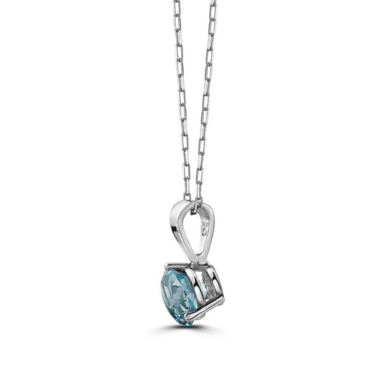 7/8 cts Blue Topaz Necklace in 14K White Gold by Birthstone