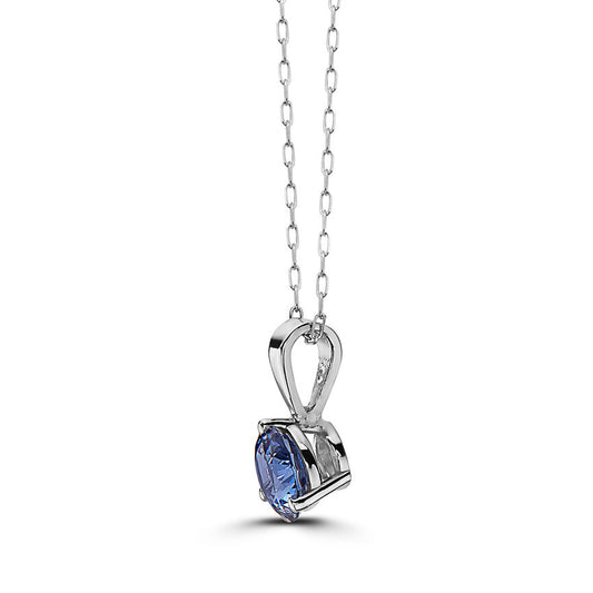 3/4 cts Blue Sapphire Necklace in 14K White Gold by Birthstone