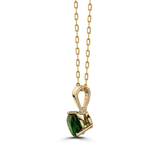 3/4 cts Green Chrom Diopside Necklace in 14K Yellow Gold by Birthstone