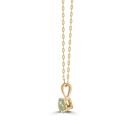 2/3 cts Green Green Amethyst (Prasiolite) Quartz Necklace in 14K Yellow Gold by Birthstone
