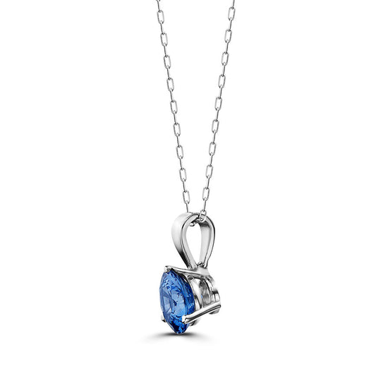 1 1/8 cts Blue Sapphire Necklace in 14K White Gold by Birthstone
