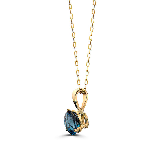 1 1/3 cts Blue London Blue Topaz Necklace in 14K Yellow Gold by Birthstone