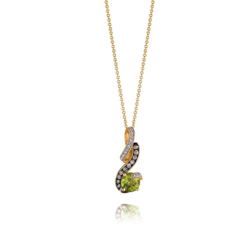 LeVian Peridot Necklace 1 cts Green Pendant in 14K Yellow Gold