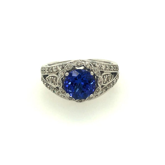 Le Vian Grand Sample Sale Ring featuring Blueberry Tanzanite Vanilla Diamonds set in 14K Vanilla Gold