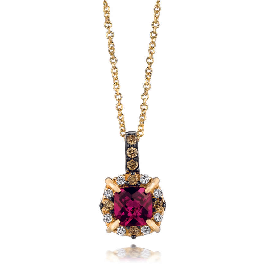 1 1/8 cts Rhodolite Diamond Necklace in 14K Yellow Gold by Le Vian