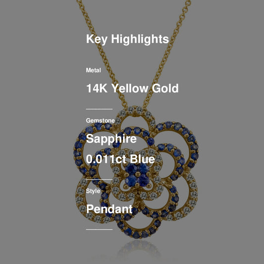 1 3/8 cts Blue Sapphire Pendant Necklace in 14K Yellow Gold by Le Vian