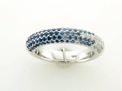 1 cts Blue Sapphire Band Ring in 14K White Gold by Le Vian