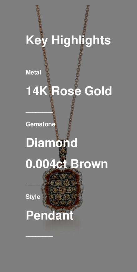 7/8 cts Chocolate Diamond Pendant Necklace in 14K Rose Gold by Le Vian