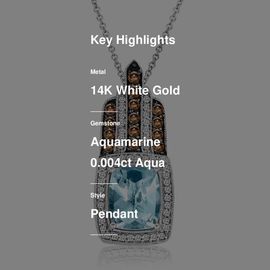 3 1/8 cts Aqua Aquamarine Pendant Necklace in 14K White Gold by Le Vian