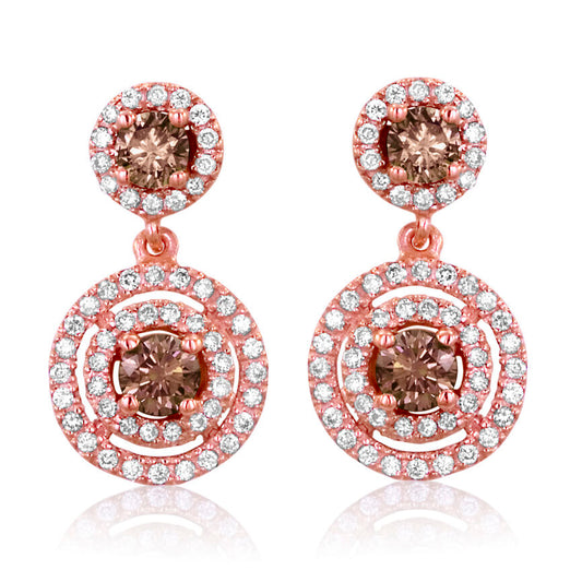 1 1/8 cts Multicolor Diamond Dangle/Drop Earrings in 14K Rose Gold by Le Vian
