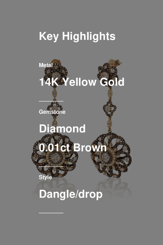4 1/8 cts Brown Diamond Dangle/Drop Earrings in 14K Yellow Gold by Le Vian