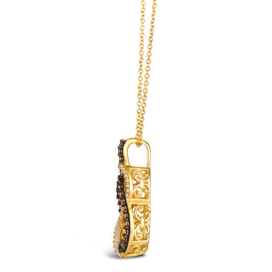 LeVian Diamond Necklace 1/2 cts Brown Pendant in 14K Yellow Gold