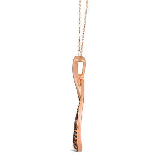 LeVian Diamond Necklace 1/4 cts Brown Pendant in 14K Rose Gold