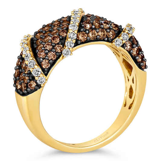 LeVian Ring White Diamond Band in 14K Yellow Gold 1 3/4 cts Size 7