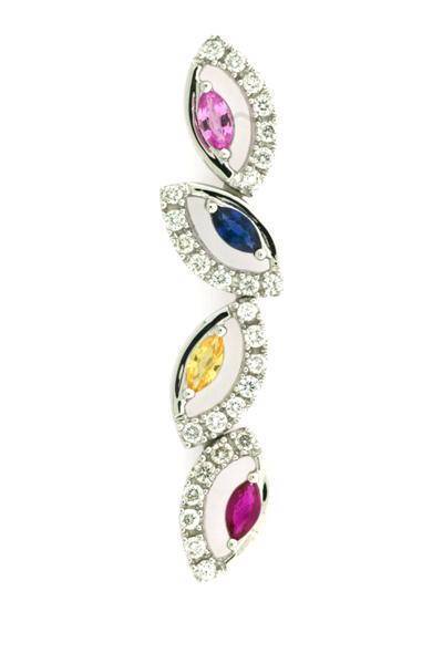 LeVian Necklace Blue Sapphire and Diamond in 14K White Gold 1 1/4 cts