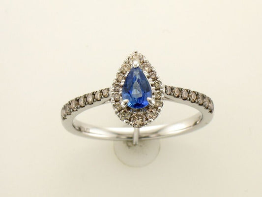 7/8 cts Blue Sapphire and Diamond Size Cocktail Ring in 14K White Gold by Le Vian