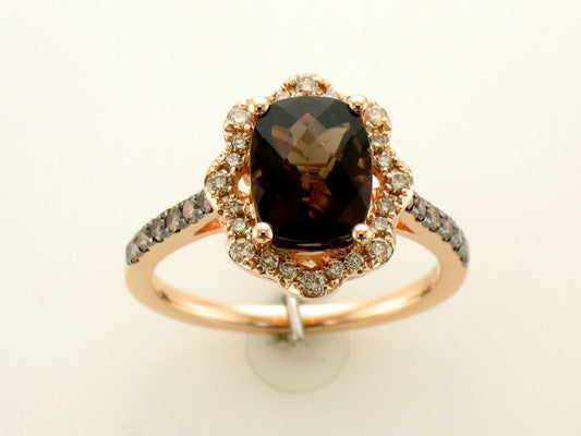 2 cts Brown Smoky Quartz and Diamond Size Cocktail Ring in 14K Rose Gold by Le Vian