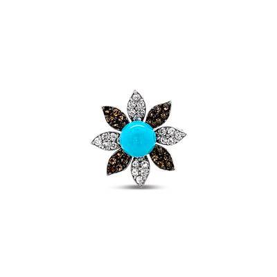 Le Vian Grand Sample Sale Ring featuring Robins Egg Blue Turquoise, White Sapphire, Chocolate Quartz set in 14K White Gold