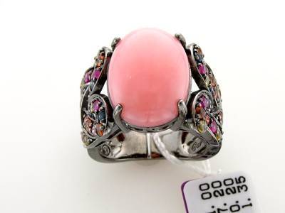 SILVER 925  GOLD PINK OPAL, MULTICOLOR SAPPHIRE, R