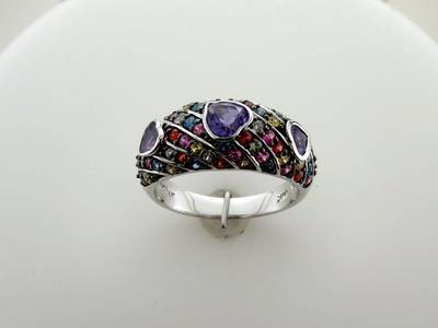 Le Vian Ring featuring Grape Amethyst, Multicolor Sapphire set in 14K White Gold