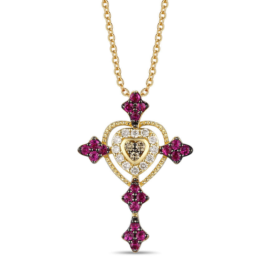 Le Vian Pendant featuring Passion Ruby Chocolate Diamonds, Nude Diamonds set in 14K Yellow Gold