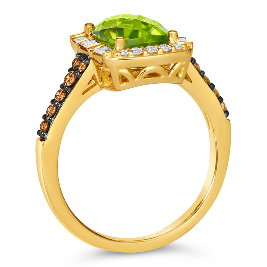 Le Vian Chocolatier Ring featuring Green Apple Peridot Chocolate Diamonds, Vanilla Diamonds set in 14K Honey Gold - BirthStone.com