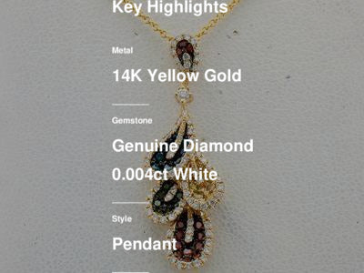 LeVian Necklace White Diamond in 14K Yellow Gold 5/8 cts