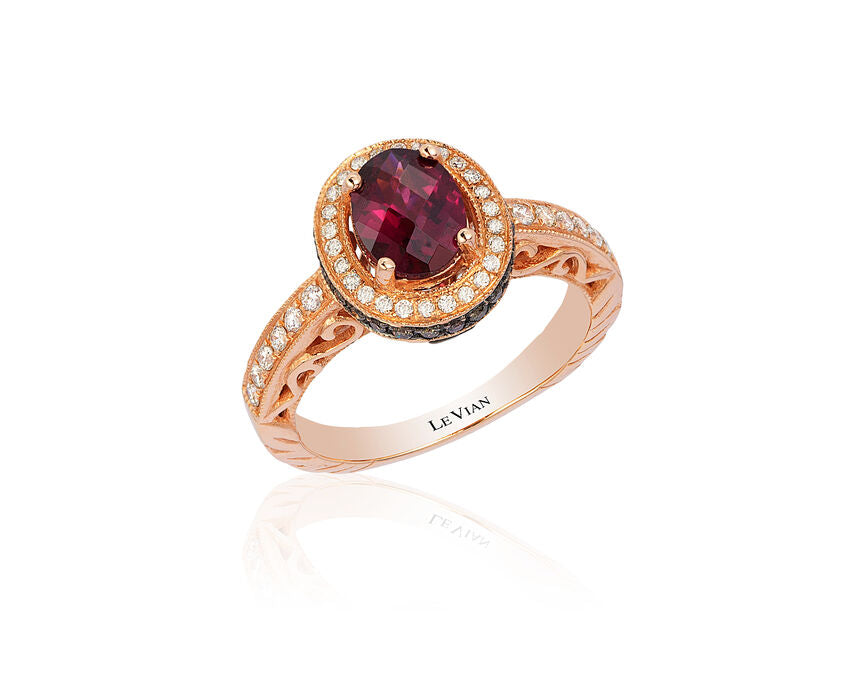 1 1/2 cts Rhodolite Diamond Ring in 14K Rose Gold by Le Vian - BirthStone.com