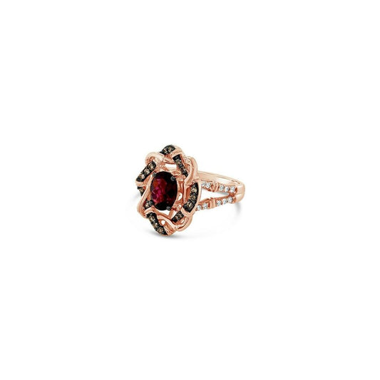 1 1/3 cts Red Rhodolite Garnet and Diamond Ring in 14K Rose Gold by Le Vian - BirthStone.com