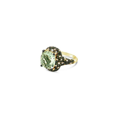 4 1/3 cts Green Green Amethyst (Prasiolite) Quartz and Diamond Ring in 14K Green Gold by Le Vian - BirthStone.com