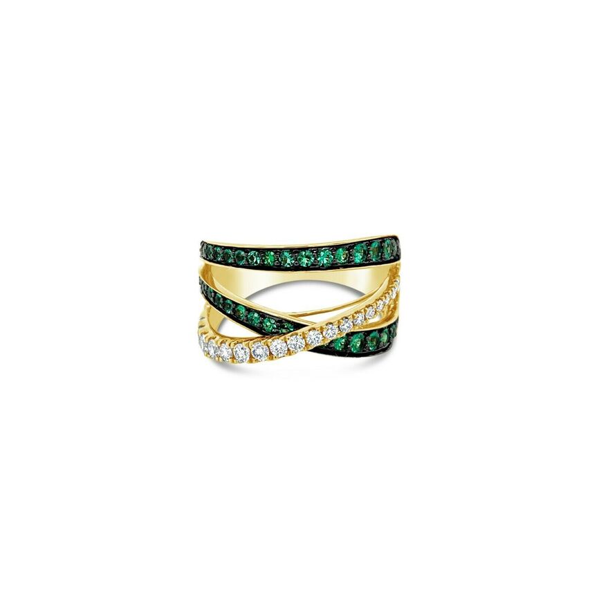 7/8 cts Green Emerald and Diamond Ring in 14K Yellow Gold by Le Vian - BirthStone.com