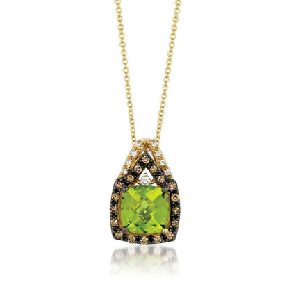 2 1/3 cts Green Peridot and Diamond Necklace in 14K Yellow Gold by Le Vian - BirthStone.com