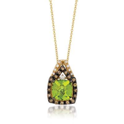 2 1/3 cts Green Peridot and Diamond Necklace in 14K Yellow Gold by Le Vian - BirthStone.com