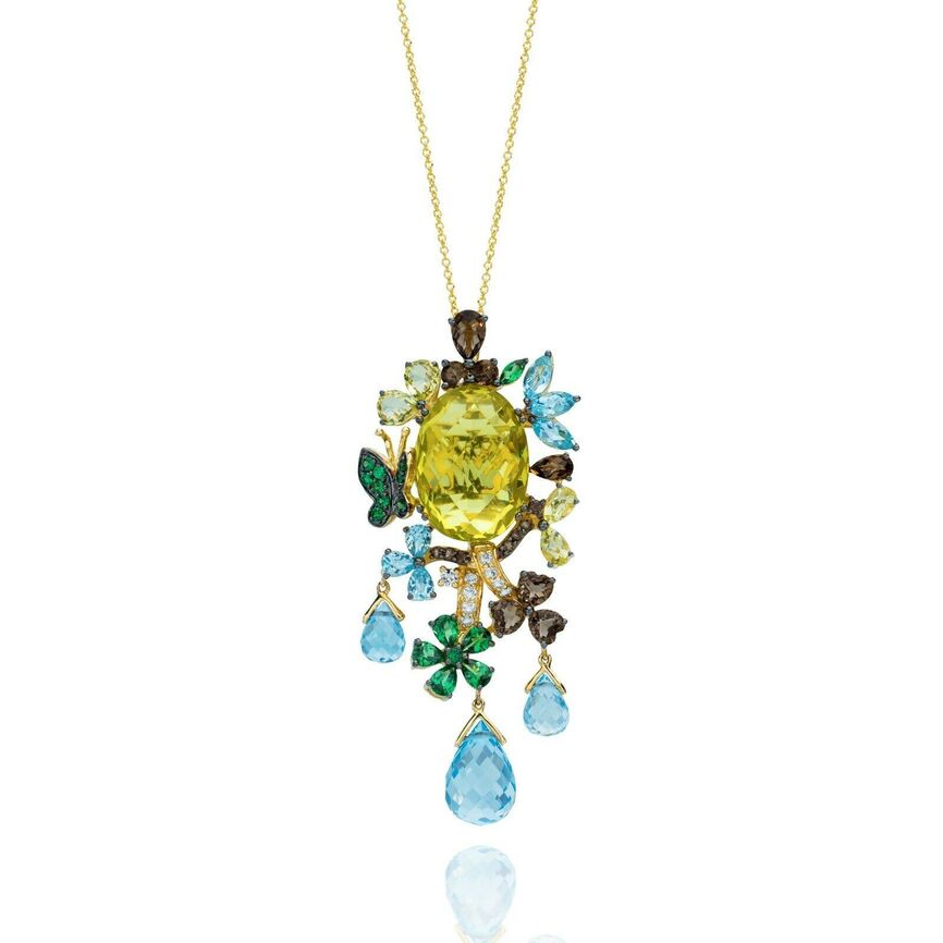 Yellow Lemon Quartz and Topaz Necklace in 14K Yellow Gold by Le Vian - BirthStone.com