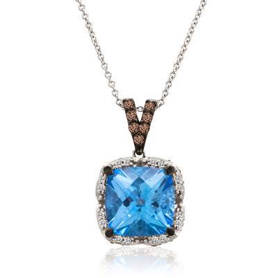 5 3/8 cts Blue Topaz and Diamond Necklace in 14K White Gold by Le Vian - BirthStone.com