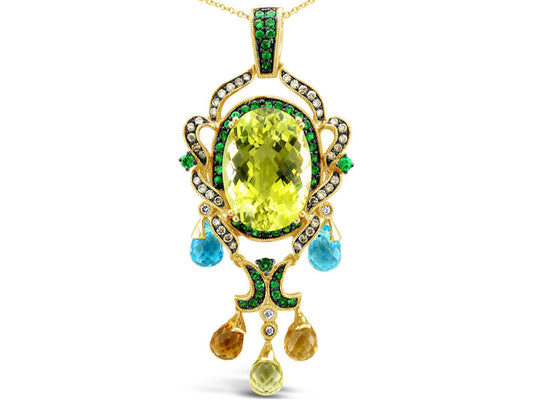 Yellow Lemon Quartz and Diamond Necklace in 14K Yellow Gold by Le Vian - BirthStone.com