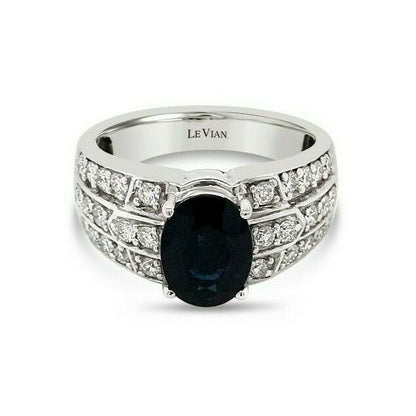 2 5/8 cts Blue Sapphire and Diamond Ring in 14K White Gold by Le Vian - BirthStone.com