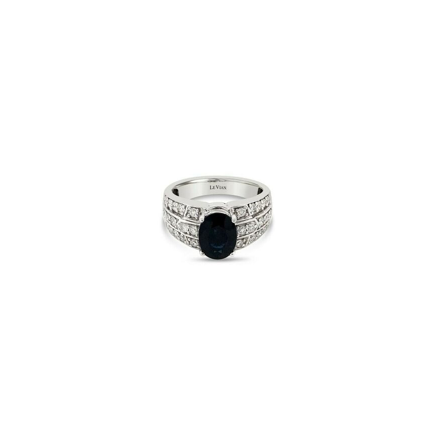 2 5/8 cts Blue Sapphire and Diamond Ring in 14K White Gold by Le Vian - BirthStone.com