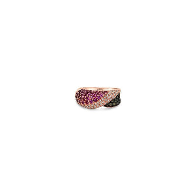 LeVian 14K Rose Gold Pink Sapphire Round Chocolate Brown Diamond Cocktail Ring