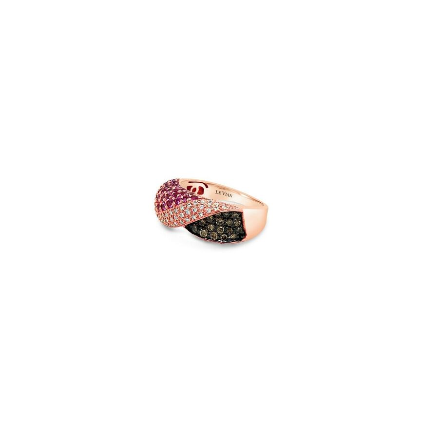 LeVian Sapphire Ring 1 1/2 cts Pink Band in 14K Rose Gold Size 7 - BirthStone.com