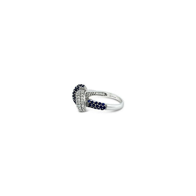 LeVian 14K White Gold Blue Sapphire Round Diamond Classic Twisted Cocktail Ring