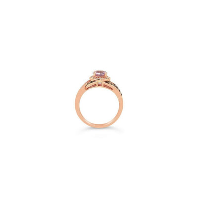 LeVian 14K Rose Gold Pink Amethyst Round Chocolate Brown Diamond Halo Ring
