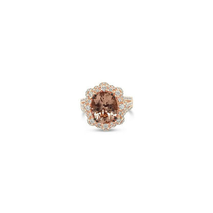 LeVian Morganite Ring 4 3/4 cts Cocktail Pink Statement in 18K Rose Gold Size 7 - BirthStone.com