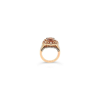 LeVian Morganite Ring 4 3/4 cts Cocktail Pink Statement in 18K Rose Gold Size 7 - BirthStone.com