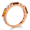 LeVian 14K Rose Gold Diamond Citrine Smoky Quartz Garnet Channel Ring Size 7