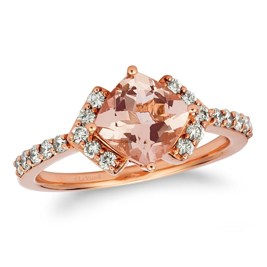 1 3/8 cts Pink Morganite and Diamond Ring in 14K Rose Gold by Le Vian - BirthStone.com