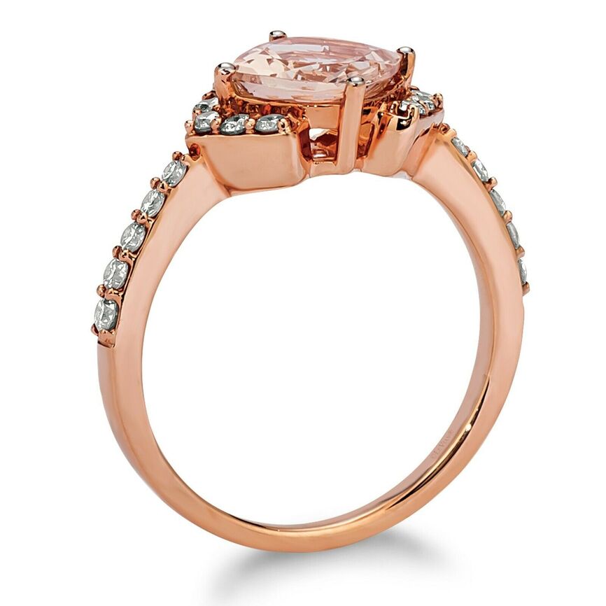 1 3/8 cts Pink Morganite and Diamond Ring in 14K Rose Gold by Le Vian - BirthStone.com